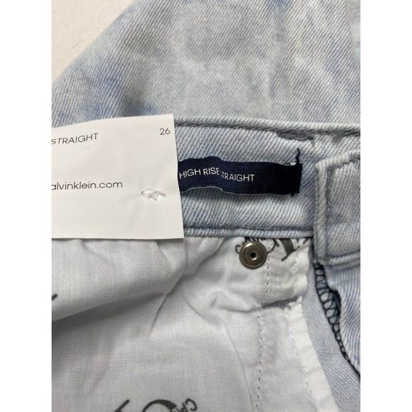 Calvin Klein Bleached Ankle Jeans Women's 26 High Rise‎ Straight Stretch NEW - Picture 8 of 10